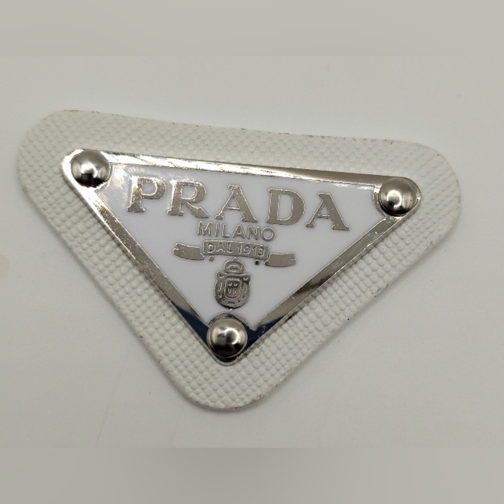 Prada White And Silver Triangle Patch Authentic - image 1